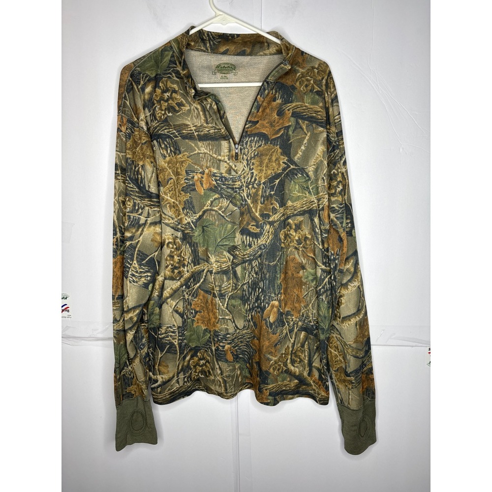 Cabelas Camo seclusions 3-D Quarter Zip Long Sleeve Shirt Men's XL Tall Hunting‎